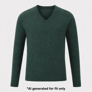 Magaschoni 100% Cashmere V-Neck Sweater Women's M Forest Green Pullover